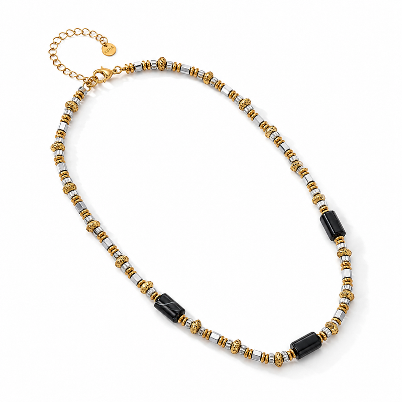 COLLIER ORLY | OR & ARGENT - OBSIDIENNE NOIRE
